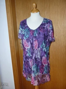 Together Volant Tunika lila mit Blumen Gr.44 leicht und luftig Koffertauglich - Bild 1 von 6