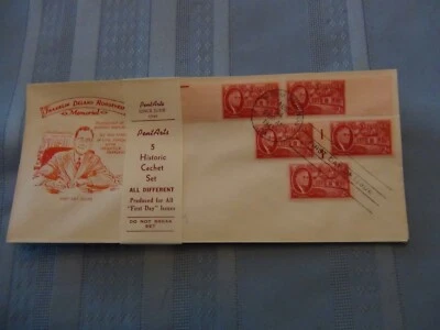 US # 931 FDR 2 Cent Set Of 5 Pent Arts Cachet Unaddressed FDC W/Label  #10  - Image 1 of 4