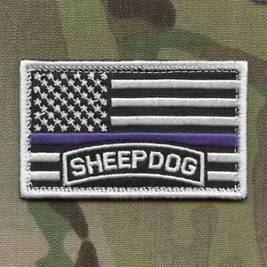 USA american sheepdog flag embroidered patriotic tab thin fastener cap patch - Foto 1 di 2
