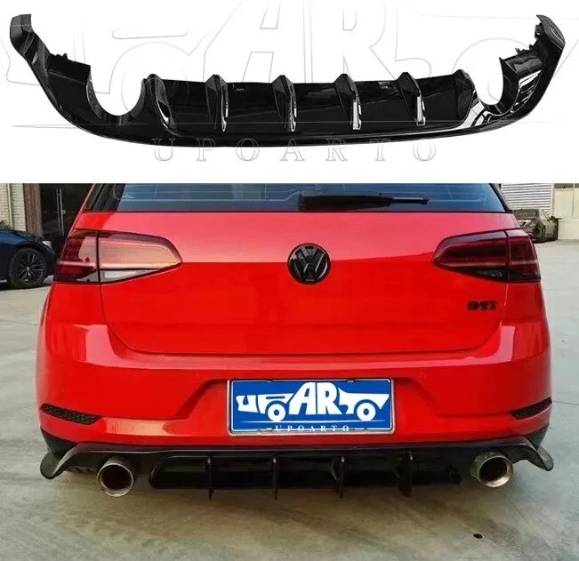XT-DESIGN DIFFUSORE POSTERIORE per VW GOLF 7.5 dal 2017 --> Upgrade TCR - Nero Lucido