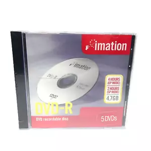 New sealed imation DVD-R Recordable Disc 4.7GB (5 Pack) RW DVD’s 4 Hours - Picture 1 of 7