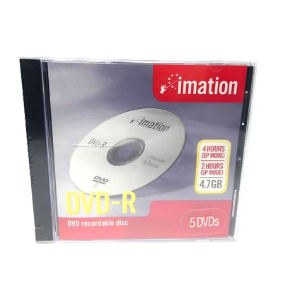 New sealed imation DVD-R Recordable Disc 4.7GB  (5 Pack) RW DVD’s 4 Hours - Image 1 of 4