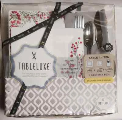 Mesa Tableluxe para 10 Juego de Vajilla 60 Piezas Blanco y Rojo (LOC TUB L-40) Foto 1 de 4