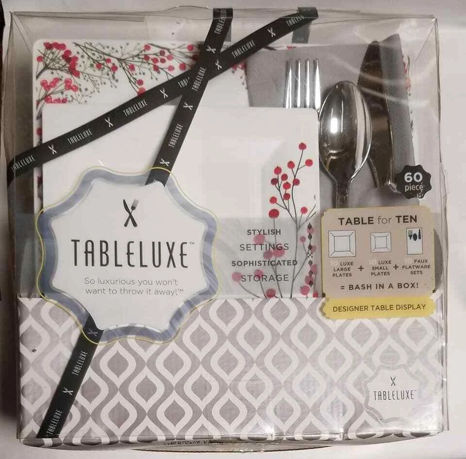 Mesa Tableluxe para 10 Juego de Vajilla 60 Piezas Blanco y Rojo (LOC TUB L-40) Foto 1 de 4