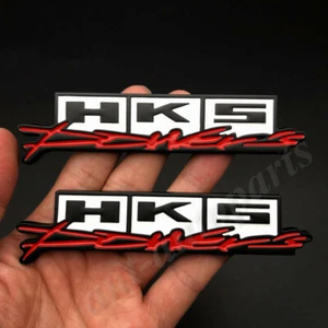 2x Metal HKS Power&Sports JDM Car Trunk Fender Side Emblem Badge Decal Sticker - Picture 1 of 6