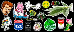 16 Weed Marijuana Cannabis Parody Vinyl Stickers - Picture 1 of 1