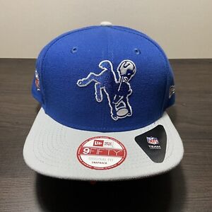 New Era Indianapolis Colts Snapback Hat NFL Throwback Logo Blue Gray 9Fifty New