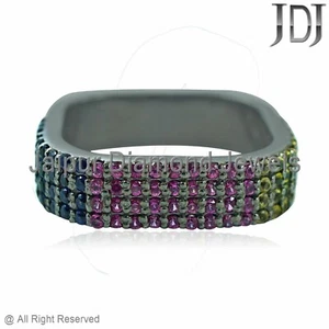1.16cts Natural Multi Piedras 925 Plata de Ley Banda Fina Anillo Unisex Joyería - Imagen 1 de 6