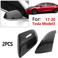 Carbon Fiber Side Door Mirror RearView Mirror Cover Trim For 17-20 Tesla Model 3