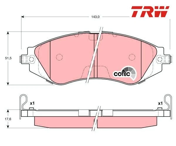 Bremsbelagsatz, Scheibenbremse COTEC TRW GDB3171 für Daewoo - Изображение 1 из 2