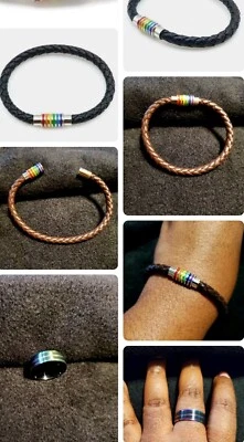LGBTQ Jewelry Collection Stretch Beaded & Magnetic Braided Bracelets or Rings - Image 1 of 4