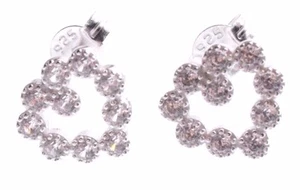 Dolce Vetra di Qualità Argento Aperto Zircone Cubico Cristallo Cuore Lobo Post - Foto 1 di 3