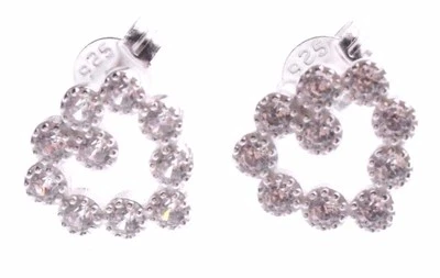 Dolce Vetra di Qualità Argento Aperto Zircone Cubico Cristallo Cuore Lobo Post - Immagine 1 di 3