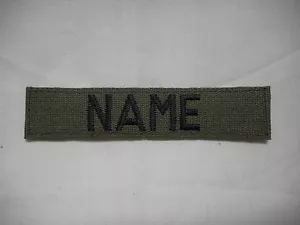 CUSTOM EMBROIDERED OD GREEN NAME TAPE, NEW, 5 INCH LENGTH, WITH HOOK FASTENER* - Picture 1 of 3