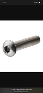 Pernos de tornillo de acero inoxidable con cabeza hexagonal Allen #8-32" con zócalo de botones (10 piezas) - Imagen 1 de 1
