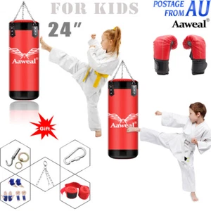 Kids 24"in Punching Bag Set Boxing Gloves MMA Training Kick UnFilled AU - Picture 1 of 12