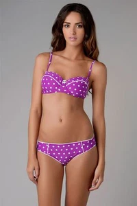BRAND NEW SEAFOLLY LA VITA SPOT BUSTIER BIKINI SET UK SIZE 8 COLOUR ORCHID - Picture 1 of 3