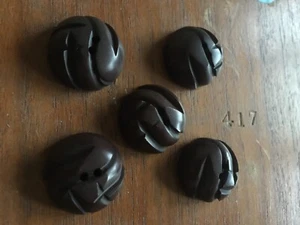 5 Vintage Brown Buttons – Bakelite/Celluloid Style – Sewing, Craft, Mixed Sizes - Picture 1 of 4
