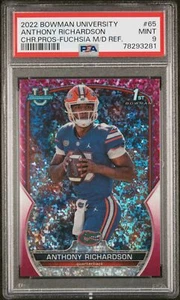 2022 Bowman University Chrome Anthony Richardson #65 Fuchsia Mini Dia /150 PSA 9 - Picture 1 of 2