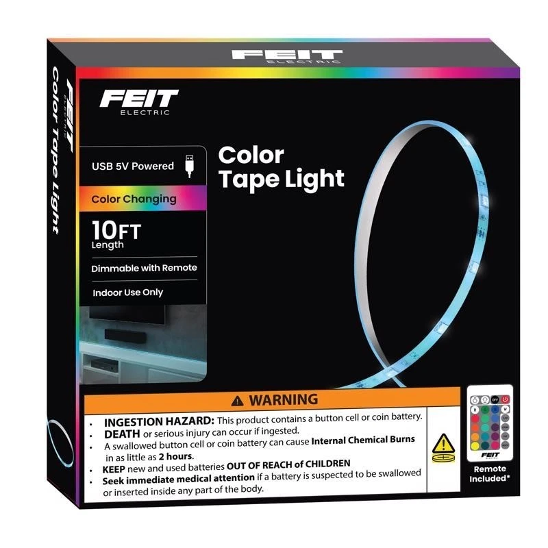 Feit 3017967 10 ft. Plug-In LED Tape Light Multi Color - Image 1 of 1