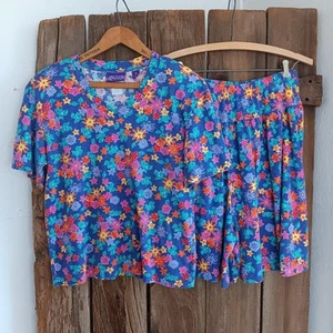 Conjunto de pantalones cortos florales Jaclyn Sport Petite para mujer mezcla de algodón talla mediana EE. UU. *A - Imagen 1 de 13