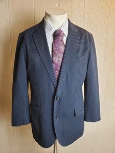 J Crew Blazer Ludlow 38 S Blue seersucker Slim Fit unstructured stretch - Picture 1 of 18