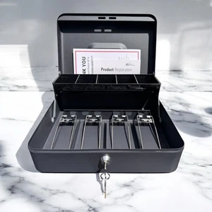 Large Metal Cash Box with Money Tray and Lock Box Tiered Money Box BRAND NEW - Picture 1 of 8