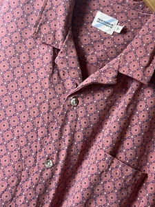 Fair Harbor Shirt XL Red Short Sleeve Geometric Casablanca Stretch - Picture 1 of 9