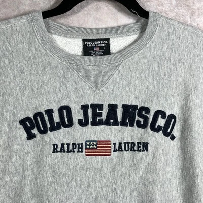 Sudadera Vintage Polo Jeans Co. Ralph Lauren Niños Pequeña Gris Crew Pullover Años 90 Foto 1 de 4
