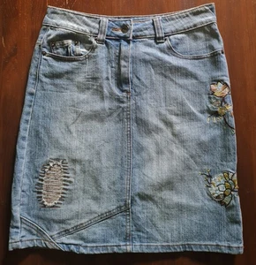 JeansRock - Blumenstickerei - S XS 34/36 - sehr gut! *@* - Bild 1 von 6