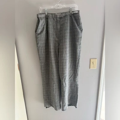 Calça social feminina xadrez Glen preta branca vintage tamanho 14W 100% lã virgem - Imagem 1 de 4