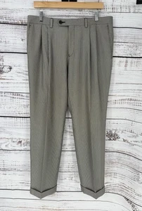Ralph Lauren Check Houndstooth Dress Pants Mens 34x30 Vintage Slacks Pleated - Picture 1 of 4