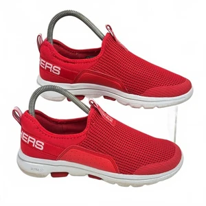 Skechers Go Walk 5 Sovereign Slip On Red White Goga Mat UK 3 - Picture 1 of 11