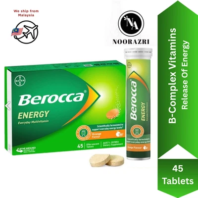 Comprimidos efervescentes naranja Berocca 45 unidades sin cafeína Vitality Boost Foto 1 de 4