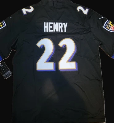 Kid's Baltimore Ravens #22 Derrick Henry S-XL cosido personalizado negro nuevo con etiquetas Foto 1 de 2