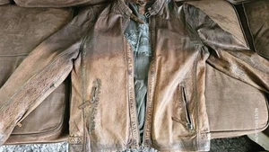 Men's Leather Bomber Jacket Brown Xl, rrp £130, used in good condition - Picture 1 of 10