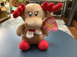 Neu! Zuckerhut Plüsch hellbraun & rot Weihnachten Elch - süß! - Bild 1 von 9