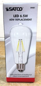 ST19 LED Clear Light Bulb Medium Base - 7W - 120V - 2700K - SATCO-S9581 edison - Picture 1 of 7