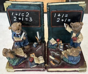 Teddy Bear School Math Ceramic & Porcelain Bookends 5" Tall (Heavyweight-READ) - Picture 1 of 10