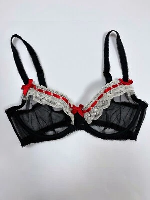 Sujetador Agent Provocateur malla negra con lazos talla 34D (75D) Foto 1 de 4