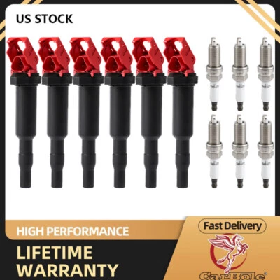 6 катушек зажигания + комплект свечей зажигания 6 шт для BMW 535i 550i 650i 750i X6 UF592 - Изображение 1 из 4