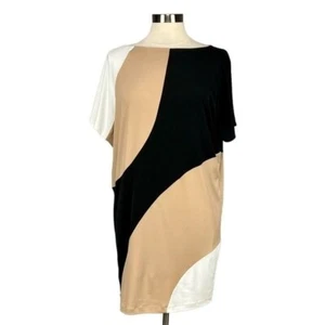 Muse Damen Colorblock kurz Dolmanärmel Etuikleid schwarz hellbraun weiß Größe 6 - Bild 1 von 8