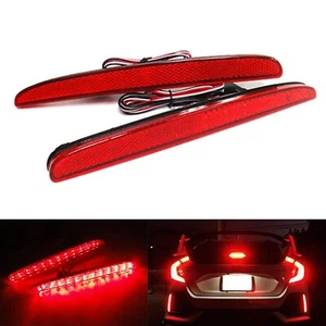 2x Red Lens LED Bumper Reflector Tail Stop Light For 16+ Honda Civic X HB Type R - Bild 1 von 23