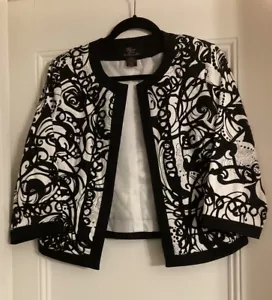 Giacca donna Trenz Petite by Theresa Renz bianca e nera ricamata PM - Foto 1 di 7