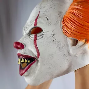 Pagliaccio spaventoso Pennywise IT maschera completa occhi rosso male horror cosplay costume Halloween - Foto 1 di 6