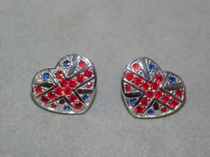 UK Gran Bretagna Union Jack Strass Argento Sterling 925 Forato Orecchini 1j 101 - Foto 1 di 5