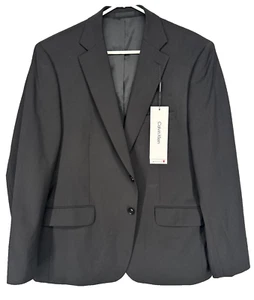 CALVIN KLEIN Suit Jacket Size 44S Black Slim Fit Wool Infinite Stretch NWOT - Picture 1 of 7