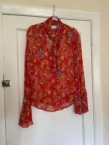 Millie Mackintosh Fabulous So Beautiful Red Chiffon Patterned Blouse Size 10 - Picture 1 of 18