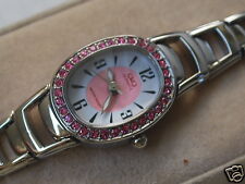 Q&Q by Citizen Fancy Lady Dress Watch w/Pink Diamond Bezel & Dial