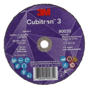 3M Cubitron 3 Cut-Off Wheel, 90035, 36+, T1, 4 in x 1/8 in x 3/8 in (100 x 3 x 9 - Picture 1 of 1